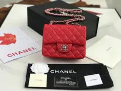 CHANEL 赤 キルティング ハンドバッグ