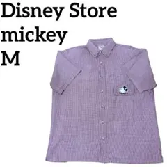 Disney Store ディズニーストア M チェック ミッキー 半袖シャツ