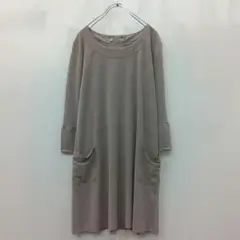 3『プレジール』七分袖チュニック【L】クルーネック 薄手 テロテロ グレー