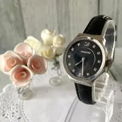 【動作OK】Swarovski スワロフスキー 時計 ブラック シルバー