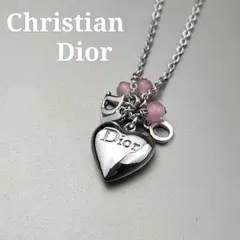 美品✨Dior ネックレス ハート ロゴ チャーム シルバー 刻印あり