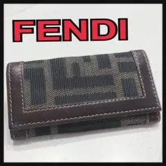 ☆FENDI☆ フェンディ キーケース 4連 キャンバス レザー ズッカ柄
