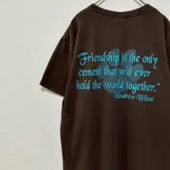 メッセージプリント Tシャツ ブラウン 茶色 古着