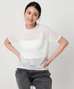 BEAUTY&YOUTH シアー クルーネック ショートスリーブTシャツ