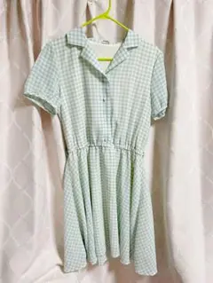 【極美品】Honeys ギンガムチェックワンピース　ミントグリーン