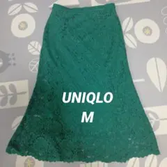 UNIQLO ユニクロ グリーン レース フレアスカート M