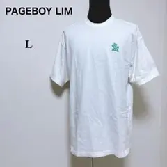 【ページボーイリム】美品 オーバーサイズ 半袖 Tシャツ ロゴプリント 白 L