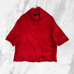 ALFASPIN レディース ハイネック 半袖カットソー 赤 M