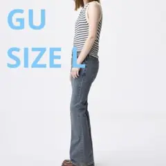 GU スリムフレアジーンズ L ブルー 脚長効果 美脚シルエット 美品