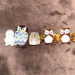 フクロウのガラス細工 5体セット