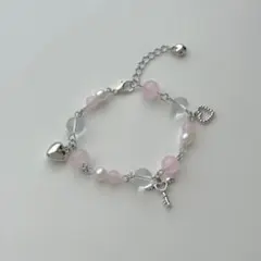 【No.230】ブレスレット ハンドメイド ピンク ハート ウィッシュコア 天使