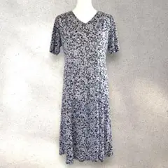 ノアジェ noa-ge ワンピース ロング L 花柄 総柄 グレー シースルー