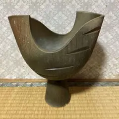 陶器製花器 Ｖ字型 花瓶 壺 昭和