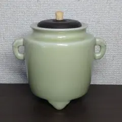 涌波蘇嶐 造 青瓷 獣耳付 三足 香炉 茶道具