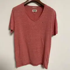 TOMMY HILFIGER DENIM 赤 Vネック Tシャツ L