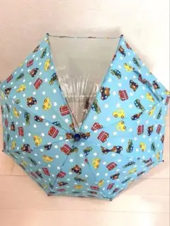ミキハウス☆キッズ傘、可愛い水色。褒められ傘！サイズ６０cm、車いっぱいの傘