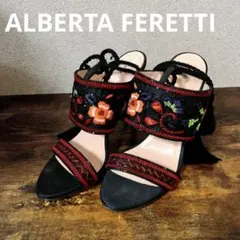 最終値下げ★ALBERTA FERETTI 花柄刺繍　オープントゥサンダル