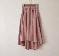 【one way・Mサイズ】くすみピンク フレア ロングスカート アシメントリー