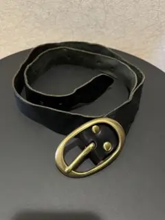 黒レザー ベルト 金色バックル