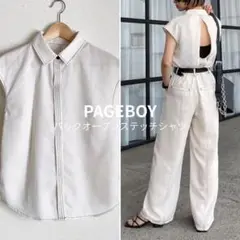 ページボーイ PAGE BOY シャツ 無地 白 バックオープン ステッチ F