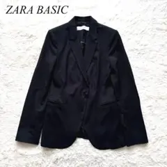 Z2【ザラベーシック】テーラードジャケット　シングル　黒　34 フォーマル　無地