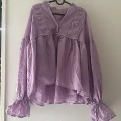 値下げ　美品　薄紫の長袖シャツ フリル付き Fサイズ　レプシィム　夏ブラウス