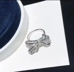 最高品質!! リボン✨シルバー✨925 リング 指輪 SONAダイヤモンド