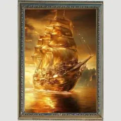 Ｐ1061 宝船　金運アップ　【開運•風水•絵画風•ヒーリングアート】