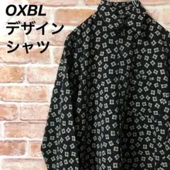 ☆OXBL☆総柄デザインシャツ☆ワンポイント刺繍ロゴ☆個性的