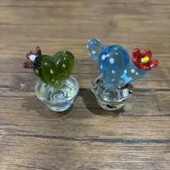 2個セット　 クリスタル デスクトップ コレクション オーナメント サボテン