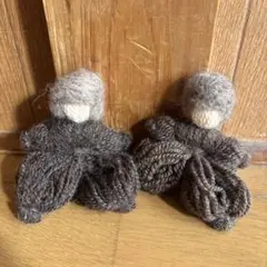 羊毛と毛糸で作ったお人形　ねっこぼっこ2体セット 約10cm