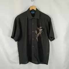MARIO VALENTINO　シアー　半袖シャツ　M　ブラック　B3447