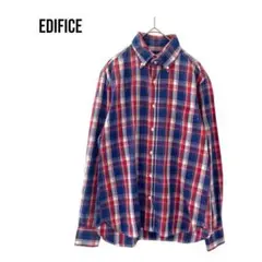 EDIFICE　長袖ネルシャツ　綿100％　チャック　春夏　ボタンダウン　美品