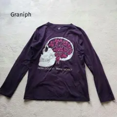 グラニフデザインTシャツストア ロングTシャツ M パープル 長袖 プリント