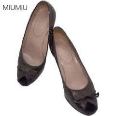 MIU MIU. ブラウン オープントゥパンプス 36 日本サイズ22.5相当