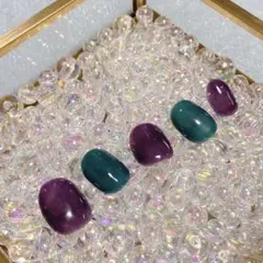 パープル グリーン ネイル オーダー
