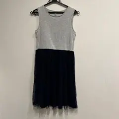 ノースリーブワンピース グレー×ネイビー 100cm~
