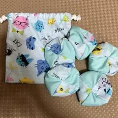 お手玉5個と収納用巾着袋　① ハンドメイド