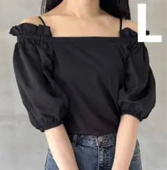 新品 mir..× neni コラボ パフスリーブ プルオーバー 黒 Lサイズ