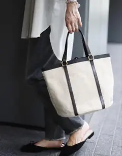 SLOBE IENA キャンバス素材×レザーショルダー付き2way バッグ
