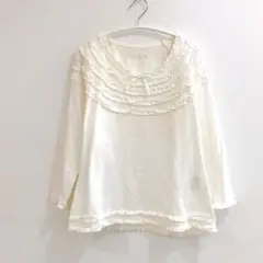 【極美品】PINK HOUSE ピンクハウス　ピコフリル　カットソー　ホワイト