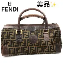 【美品】FENDI フェンディ ズッカ柄 ミニボストンバッグ ハンドバッグ