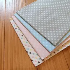 水玉模様 綿麻生地セット 4枚