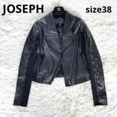 新品タグ付完売◆JOSEPH春の柔らかスムースレザーブルゾン38ブラウン16万 ライダースジャケット メンズ レザージャケット 革ジャン PU