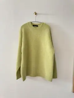 美品スタニングルアー ヤクニットライムグリーン クルーネックセーター
