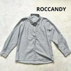 【ROCCANDY】M-L レディース長袖シャツ　薄手　ストライプ　春秋