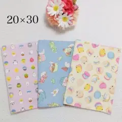 20×30ランチョンマット クロス 3枚セット 女の子 シマエナガ マカロン②