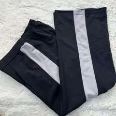 CYNICAL サイドライン ワイドパンツ センタープレス ブラック×グレー02