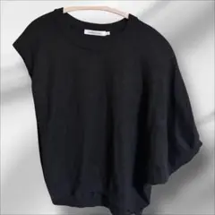 レディース AMERICAN HOLIC半袖 黒 コットン 片袖ニット Mサイズ