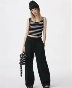 gu スウェットバレルレッグパンツ s